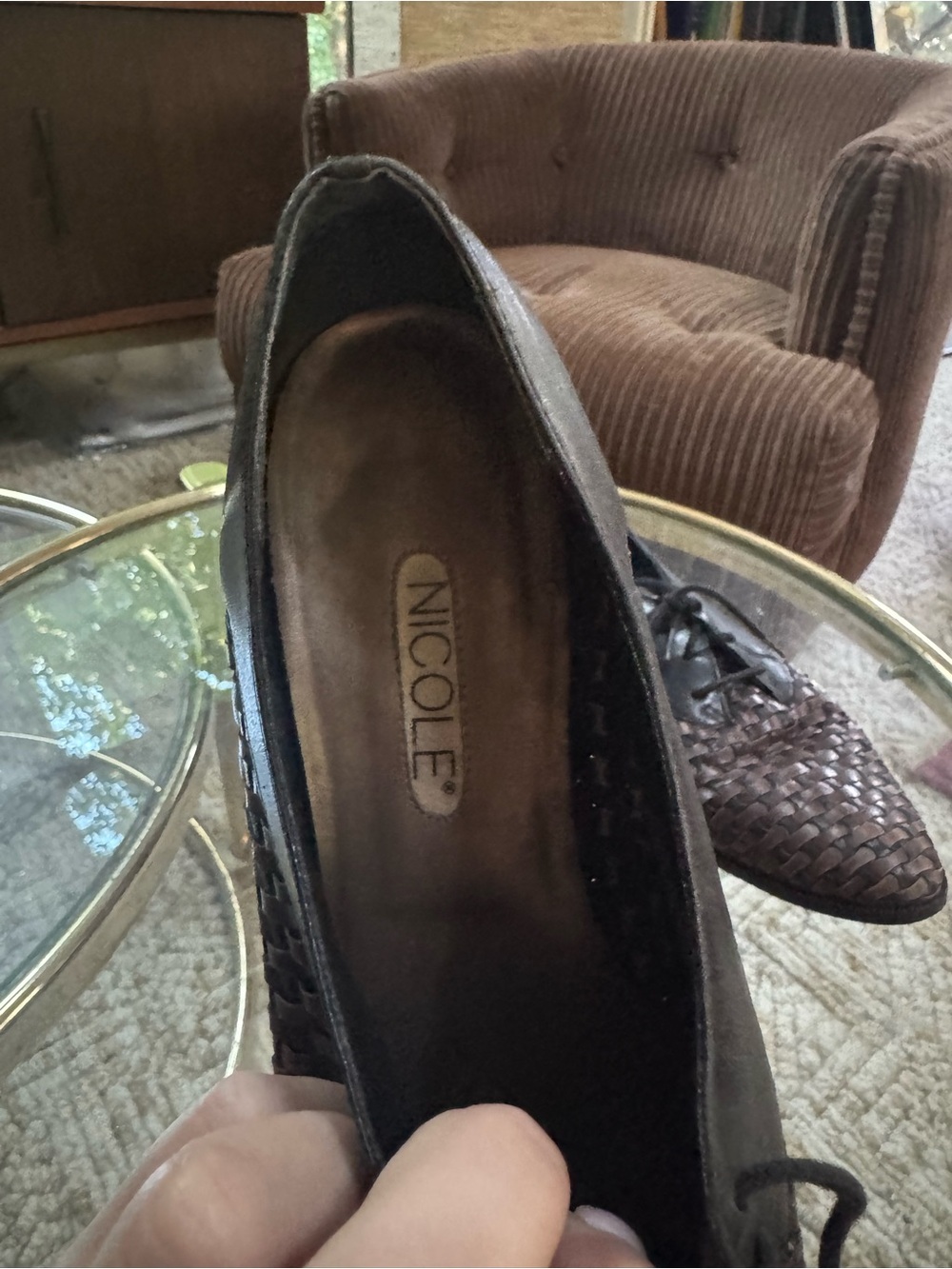 Vintage Nicole Women's Woven Leather Flats in Brown and Black - Picture 5 of 5